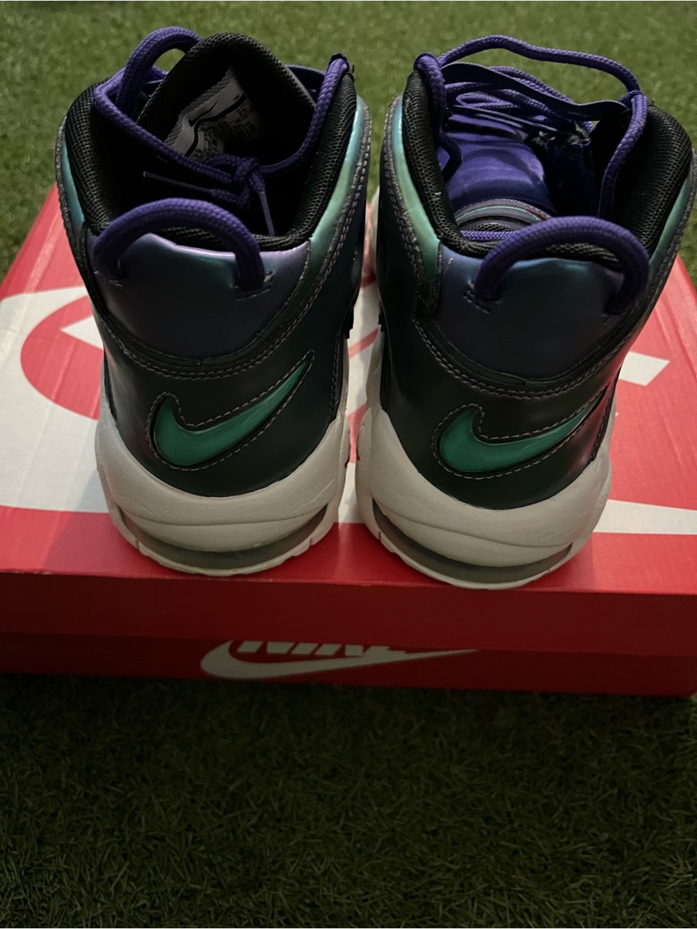 Nike Iridescent Purple Teal Air More Uptempo Sneakers - Picture 5 of 8
